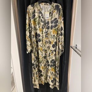 Floral shirt Dress in Black, Olive & Mustard, NWOT
